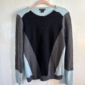 C by Bloomingdale’s 100% Cashmere Large Colorblock Cardigan
